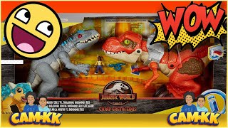 Imaginext Mega mouth TRex Vs Thrashing Indominus Rex Videos for kids  Toy Review [upl. by Ennovaj673]