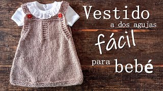 Vestido FÁCIL a dos agujas para bebé ¡Paso a paso y súper lindo [upl. by Angelina]