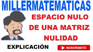 Espacio nulo y nulidad de una matriz Ejemplo 2 Millermatematicas [upl. by Nerw]