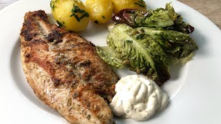 Pangasius Marinade Rezept🤌Pangasius mit Sauce Tartar Kartoffel und Salat 🤤 [upl. by Ordnael]