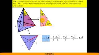 Oblicz wysokość i krawędź boczną ostrosłupa  Zadanie  Matfiz24pl [upl. by Langer]