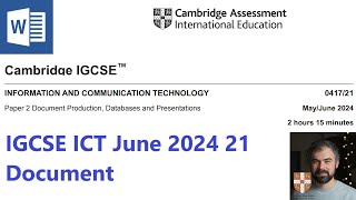 June 2024 Paper 21 Document Production Cambridge IGCSE ICT [upl. by Anauj92]