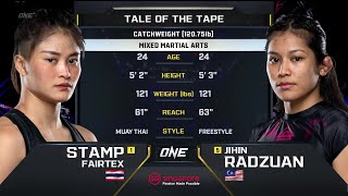 Stamp Fairtex vs Jihin Radzuan  ONE Championship Full Fight [upl. by Seward]