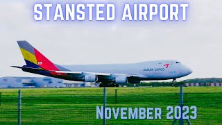 Heavy Asiana 747 Takeoff at Stansted Airport [upl. by Inattyrb]