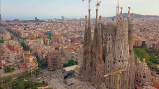 Barcelona Spain 4k Sagrada Familia Cathedral Drone Footage From Above A Travel Tour UHD [upl. by Ellah648]