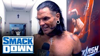 Jeff Hardy celebrates his return victory amp his new back tattoo SmackDown Exclusive March 13 202 [upl. by Lenwood137]