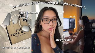 STUDY VLOG  6AM PRODUCTIVE MORNING ROUTINE  DAY IN MY LIFE 📓 whats in my backpack amp book reviews [upl. by Ahsait]