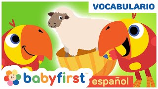 Nuevas Palabras  Vocabulario para Niños  Sonidos de Animales con Larry el Loro  BabyFirst Español [upl. by Dnaltruoc]