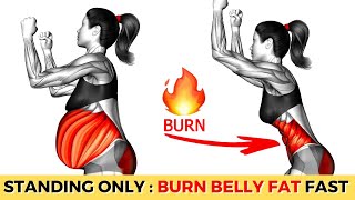 BEST 30 Min STANDING WORKOUT to Lose STUBBORN BELLY FAT  How to Lose Belly Fat in 1 Week at Home [upl. by Guibert]