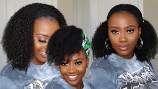 Easiest Protective Style For Lazy Naturals  Natural Hair Kinky Curly Headband Wig  NO WORK NEEDED [upl. by Yesima202]