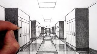 How to Draw 1Point Perspective for Beginners A Hallway [upl. by Perce]