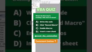 Whats the first step in creating a VBA macro in Excel shortsvideo [upl. by Kelby]