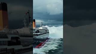 How Can a Cruise Ship Face Such a Huge Tidal Wave ship ocean waves [upl. by Deeyn]