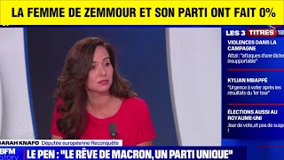 ZEMMOUR ET SON PARTI ON FAIT 0 SA FEMME SEXPLIQUE SUR BFM [upl. by Cianca]