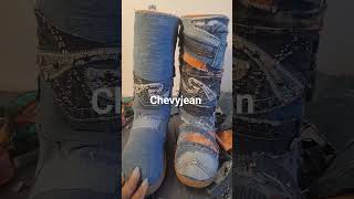 Working on a custom boot order denimboots jeanboots repurposedfashion sustainablefashion boots [upl. by Leventhal]