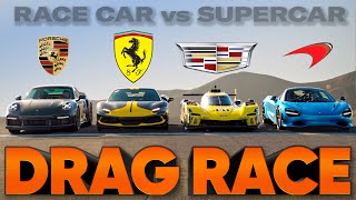 Cadillacs Le Mans Car Races Ferrari 296 McLaren 750S 911 Turbo S — Cammisa Ultimate Drag Race [upl. by Zitah]