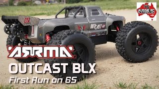 ARRMA OutCast BLX First Run on 6S  Stock [upl. by Thora]