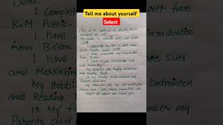 Tell me about yourself  Self introduction shorts [upl. by Alemat]