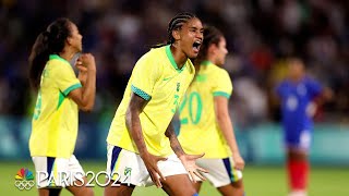 Brazil stuns host France in womens soccer quarterfinal win  Paris Olympics  NBC Sports [upl. by Etnuhs777]