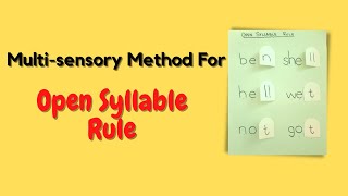 Multisensory Method To Teach Open Syllable Rule To Kids [upl. by Annekahs]