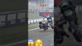 😱🫣bike accident on road when doing stunts automobile kawasakininjah2rtopspeed motogp yt [upl. by Hadeehsar]