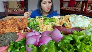 Roasted Chicken with Spicy noodles Mukbang [upl. by Bethina20]