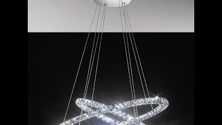 Lampadario a sospensione elegante e moderno a luce led anelli di cristallo modello Eglo Toneria [upl. by Eimareg]