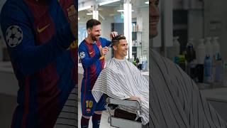 Messi and Ronaldo in the Barber shop ✂️✂️ shorts [upl. by Eva424]