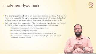 mod02lec8  Innateness Hypothesis Generative Paradigm in Language Acquisition [upl. by Itisahc]