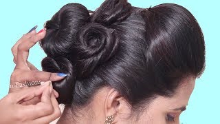 How to make party Hairstyle in 5 Minutes  hair style girl  Quick hairstyles  2019 hairstyles [upl. by Adlihtam]