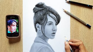 Drawing Nora fatehi  pencil sketch 😍 [upl. by Nedra]