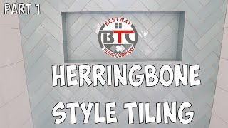 How To Do Herringbone Style Tiling  Shower Feature Wall  Herringbone Tile Designs  Backsplash [upl. by Barnett]