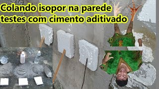 COMO COLAR ISOPOR PAREDE TESTES COM CIMENTO MISTURADO VEJA LOGO [upl. by Cass482]