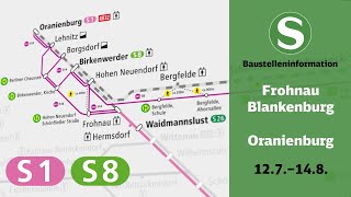 SBahn Berlin Baustelleninformation  FrohnauBlankenburg  Oranienburg S1S8 [upl. by Ellenej]