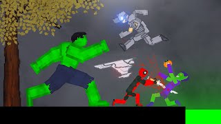 Deadpool and Hulk VS Green Goblin and Rhino on Acid Sea in People Playground [upl. by Eelatan]