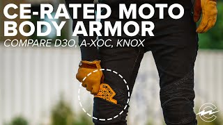 MOTO ARMOR COMPARE amp REVIEW  D3O AXOC Knox Impact Foam [upl. by Netsreik]