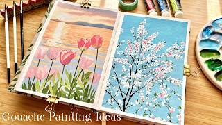 Easy Gouache Landscape Paintings Tutorials⎥Relaxing Art 🌱 [upl. by Anpas]