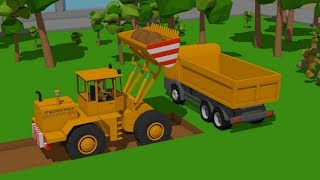 Construction Vehicles for Kids  Excavator ampBulldozer and Truck  cartoon animation bazylland [upl. by Higginson525]