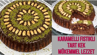 Karamelli tart kek tarifi  karamelli fıstıklı çikolatalı tart kek nasıl yapılır  snickers tartkek [upl. by Danczyk704]