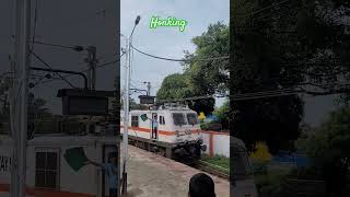 long shrill tone honking 🔥🔥🔥 train wap7 railway [upl. by Aihtekal]