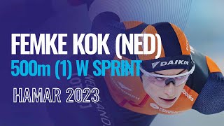 Femke KOK NED  Winner  500m 1 W Sprint  Hamar  SpeedSkating [upl. by Erich777]