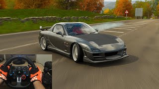 Drift Mazda RX7 Forza Horizon 4  Logitech G29 and Shifter 4K Gameplay [upl. by Notsuoh]