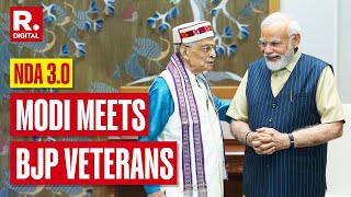 PM Modi Meets BJP Veteran Murli Manohar Joshi at His Residence  Celebrations Outside Parliament [upl. by Claire]