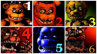 All FNAF Games Complete FNAF 1 2 3 4 5 6 Full Walkthrough [upl. by Ennair407]