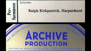 JS Bach  Ralph Kirkpatrick 1957 French Suite No 1 in D Minor BWV 812 [upl. by Nemsaj]