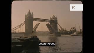 1960s London Tower Bridge Opening Ship Passing Through [upl. by Aldarcy]