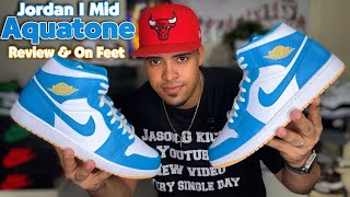 Jordan 1 Mid AQUATONE  Review amp On Feet [upl. by Wershba]