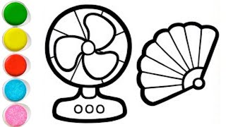 How to Draw a Fan  Fan Drawing Painting and Coloring For Kids and Toddlers  Child Art drawing [upl. by Arretal486]