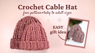 Bulky Crochet Cable Hat  Free Pattern  Made on Mill [upl. by Chang]