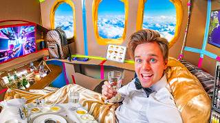 WORLDS MOST Expensive FIRST CLASS Box Fort PRIVATE JET 24 Hour CHALLENGE [upl. by Sakovich]